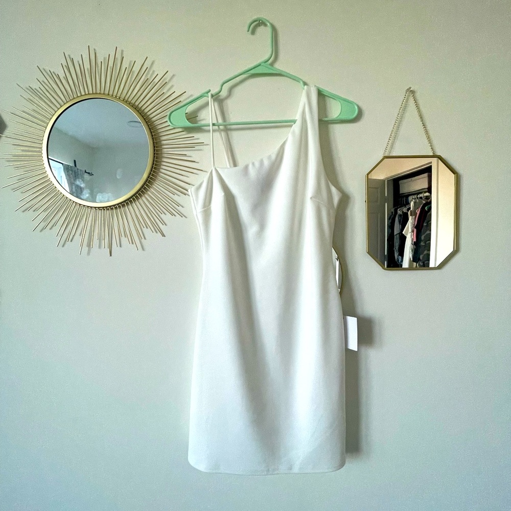 White one shoulder dress from Lulu’s
